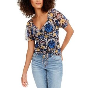 INC International Concepts Women's Printed Ruched-Front Top